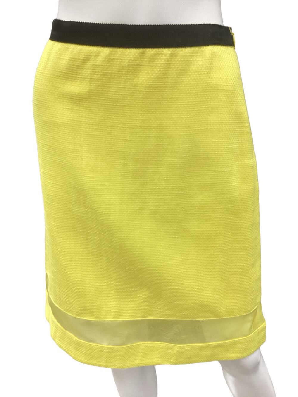 Féraud Skirt Women’s Size 4 Cotton Linen Blend Silk Lining A-Line Bright Yellow